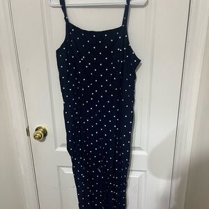 Elegant Navy Polka Dot Romper